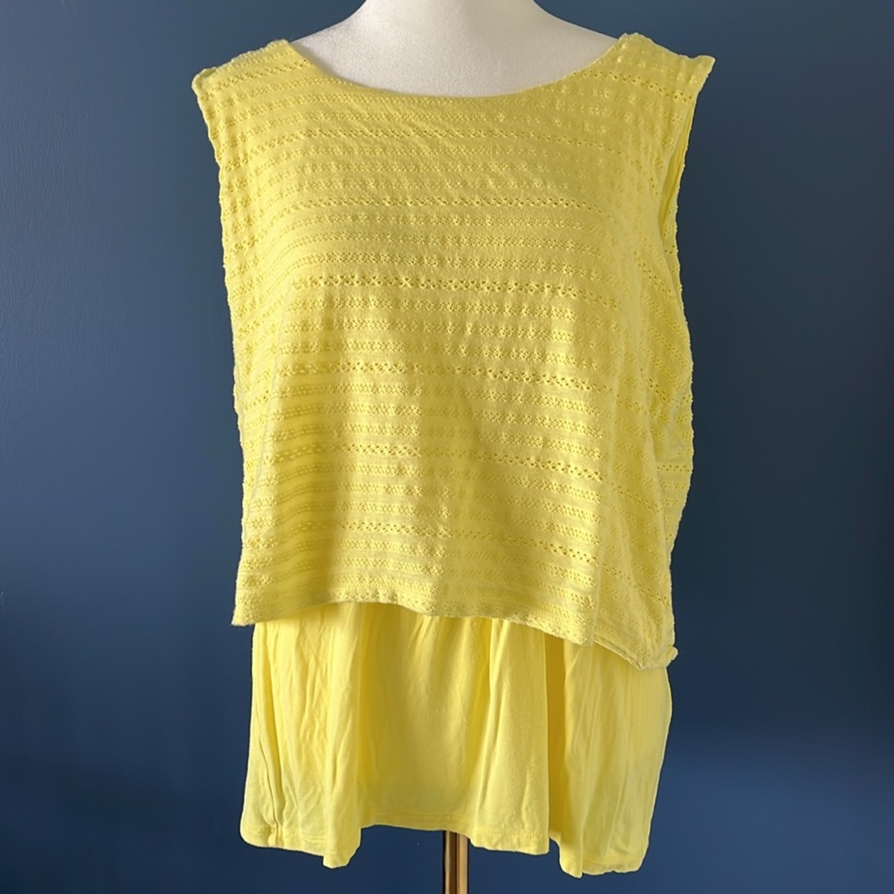 Calvin Klein Yellow Multi Layer Tank, bottom layer can be tucked in. Women, Lg.
